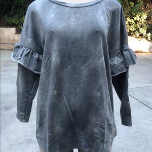 Plus size sage top ruffled sleeves